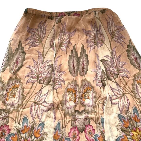 Soft Surroundings Jazmin Skirt Chiffon Floral Tan Petite M EUC - Picture 9 of 10